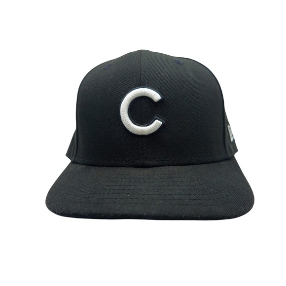 New Era Other - New Era 59FIFTY Chicago Cubs Black White Fitted Hat Size 7 3/8 MLB Baseball Cap